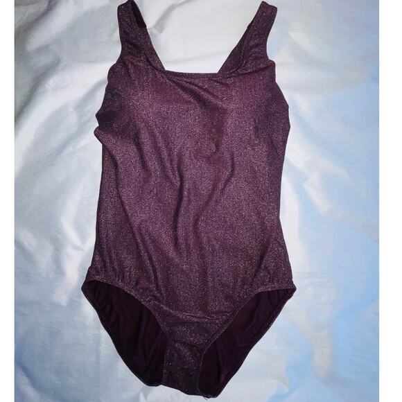 NWT Lands End Metallic Purple One-Piece‎ Swimsuit - Women's Size 14 D - Picture 3 of 10